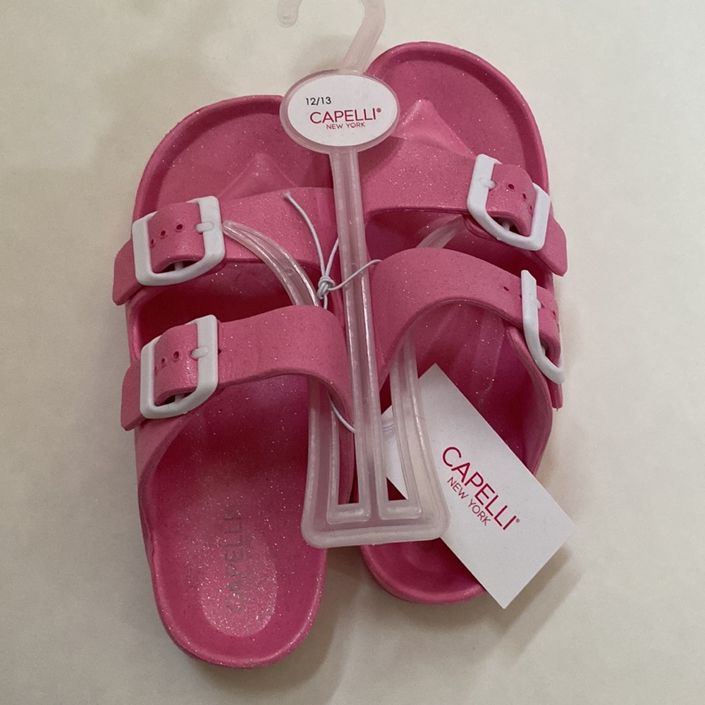 NWT Capellini New York Slip-on Girl’s Pink Glitter Sandals - Size 12/13